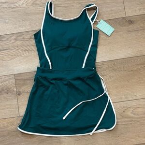 Women’s Green Tennis Dress with White Trim size Small